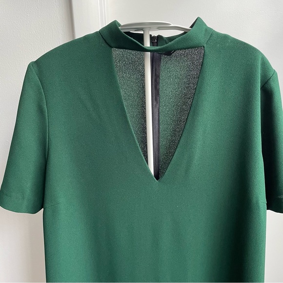 Zara Emerald Green V-Neck Shift Dress - Picture 3 of 10